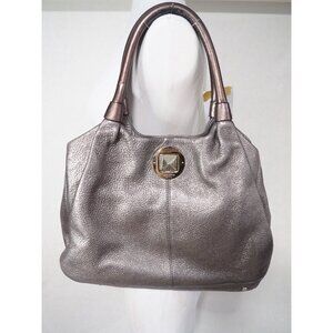 Kate Spade New York Pebbled Shimmering Silver Leather Buckle Closure Hobo Bag